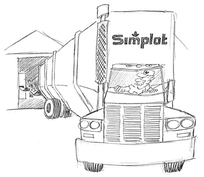 Trucks deliver potatoes